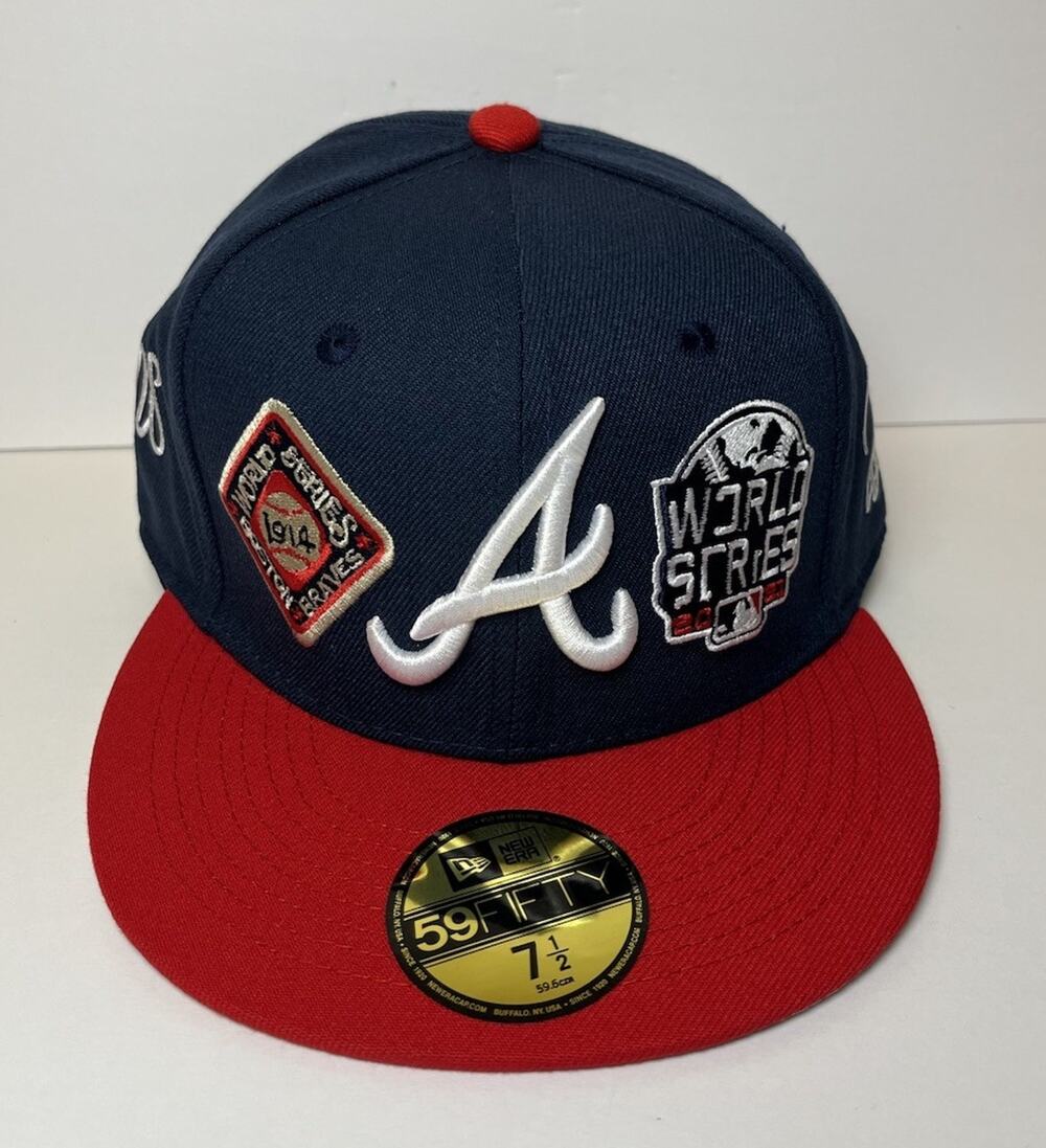 New Era 59FIFTY Atlanta Braves World Series Champions Fitted Hat 7 1/2 Navy/Red